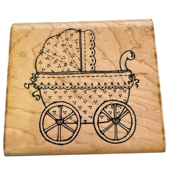 DOTS Q 179 Baby's Buggy Stroller Large Mounted Rubber Stamp - Picture 1 of 4